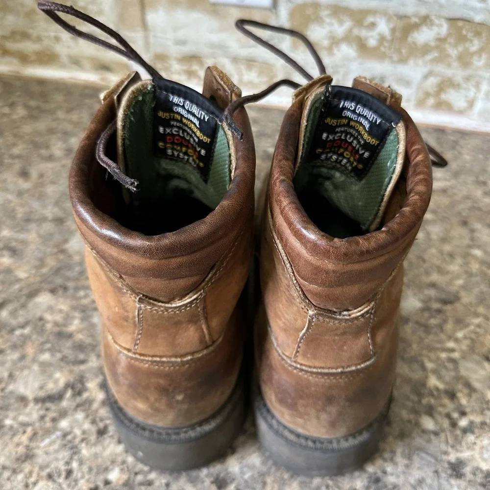 Justin Conductor Work Boot Double Comfort System Brown Style 0760 Sz 8.5 EEE